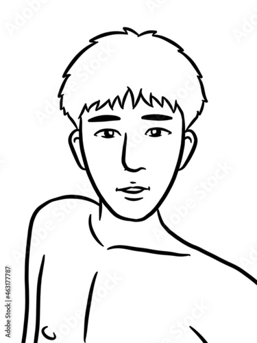 black and white cute man cartoon for coloring