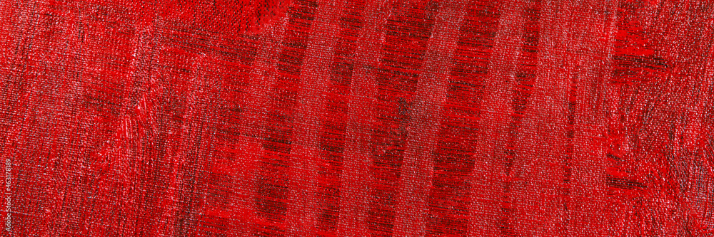 abstract creative background: red stain of colored primer when toning the canvas, temporary object.