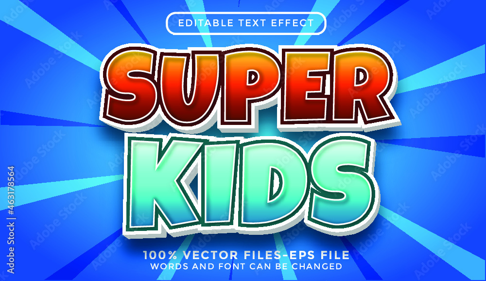 super kids editable text effect cartoon premium vectors
