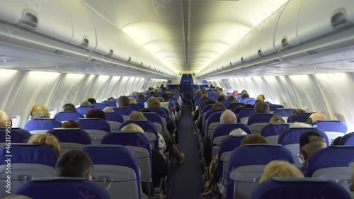 Passengers traveling by plane.