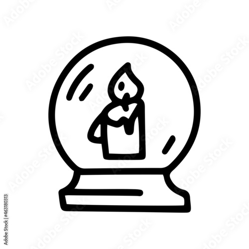 crystal ball with candle line vector doodle simple icon