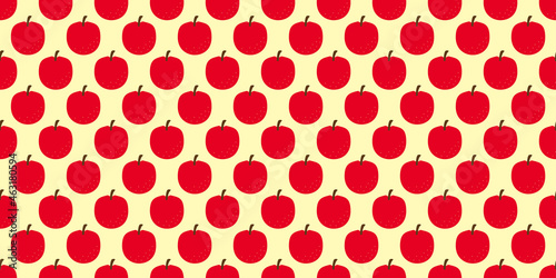 Apple illustration background. Seamless pattern.Vector. りんごのパターン　背景素材