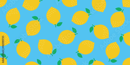 Lemon illustration background. Seamless pattern.Vector. レモンのパターン　背景素材