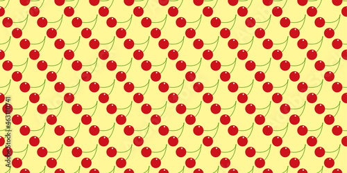 Cherry illustration background. Seamless pattern.Vector. さくらんぼのパターン　背景素材