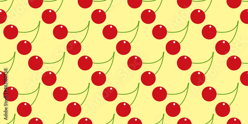 Cherry illustration background. Seamless pattern.Vector. さくらんぼのパターン　背景素材