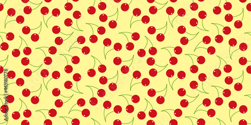 Cherry illustration background. Seamless pattern.Vector. さくらんぼのパターン　背景素材