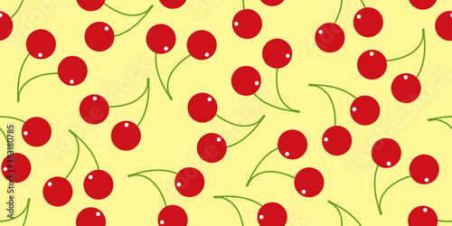 Cherry illustration background. Seamless pattern.Vector. さくらんぼのパターン 背景素材