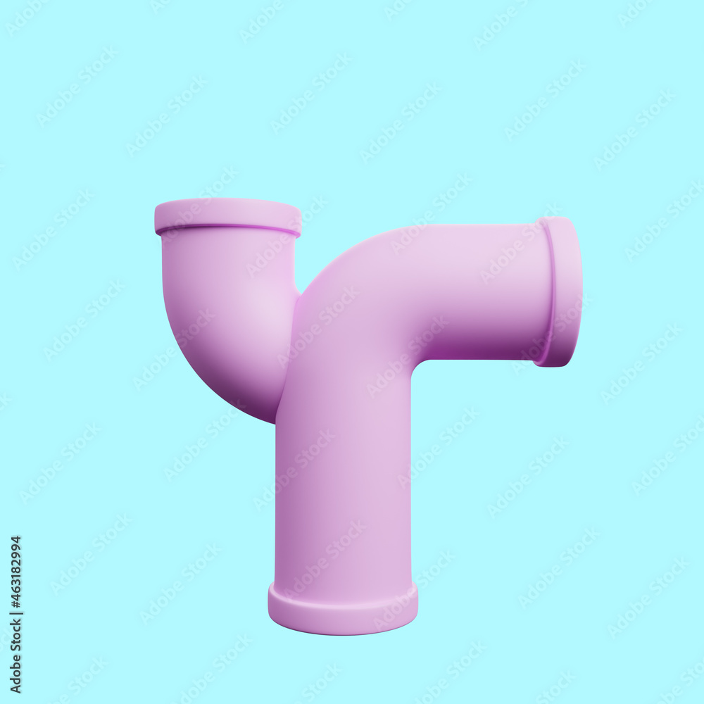 3d illustration of simple object pipe connection 3d illustration of simple object pipe connection