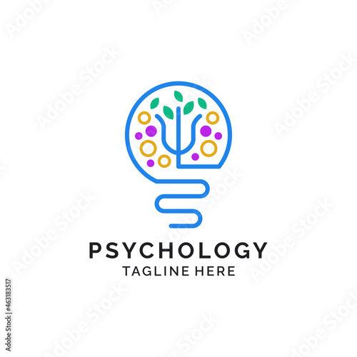 Electric lamp psychology abstract logo design