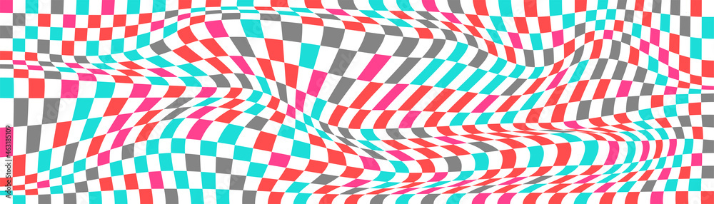 Checkered background with distorted squares Checkered background with distorted squares