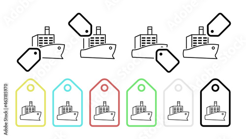 Ship cargo vector icon in tag set illustration for ui and ux, website or mobile application