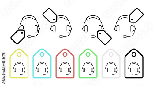 Headphone operator vector icon in tag set illustration for ui and ux, website or mobile application