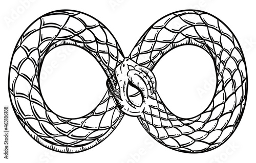 A Snake Eating its Tail in an Infinite Loop, Vector Illustration
