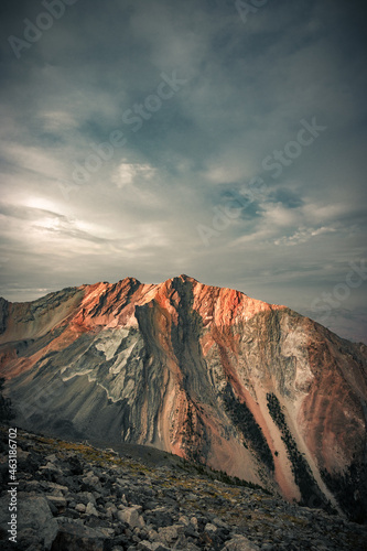 Multicolored mountain range on the morning sun