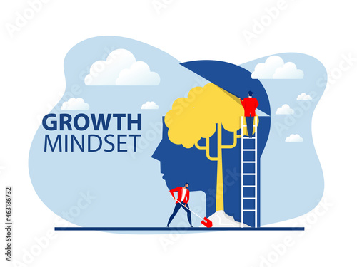 Businessman plant tree on Big head human think growth mindset  concept vector