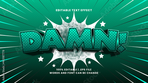 Damn comic editable text effect with cartoon text style