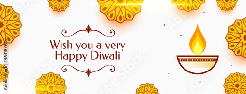 happy diwali wishes banner with decorative indian elements