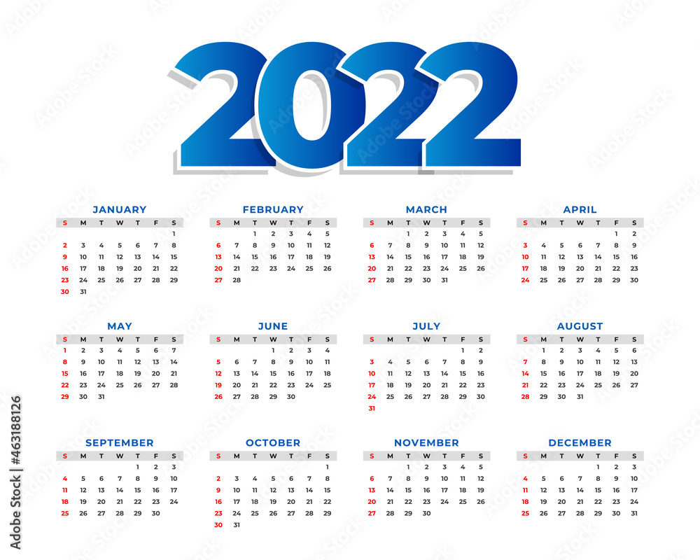 2022 new year simple calendar template design 2022 new year simple calendar template design