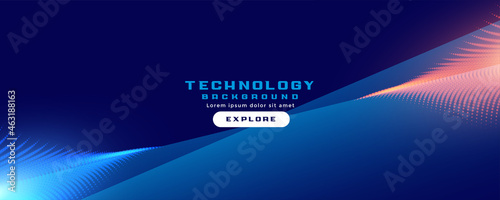 technology banner with particles streak