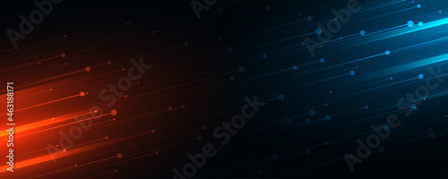technology web banner with blue and red lights streak
