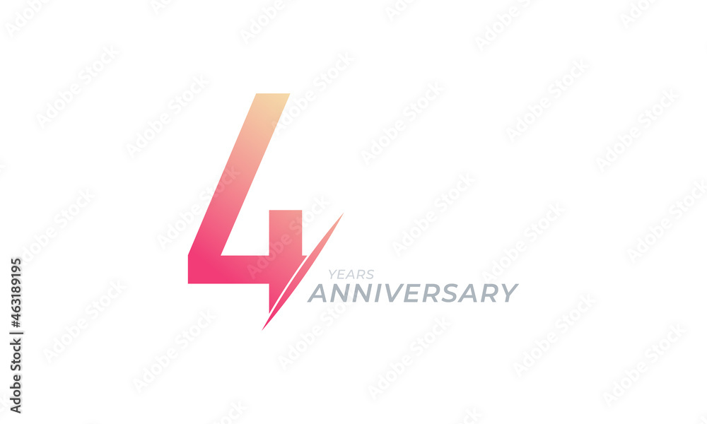 4 Year Anniversary Celebration Vector. Happy Anniversary Greeting Celebrates Template Design Illustration 4 Year Anniversary Celebration Vector. Happy Anniversary Greeting Celebrates Template Design Illustration