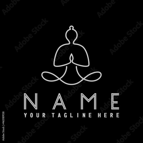 meditation position in line out image graphic icon logo design abstract concept vector stock. Can be used as a symbol related yoga or therapy.