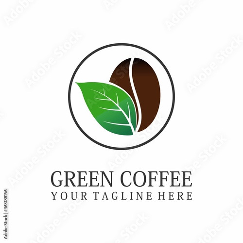 Green leaf and coffee bean image graphic icon logo design abstract concept vector stock. Can be used as a symbol related to nature or drink.