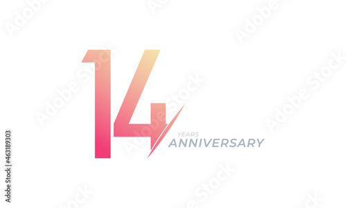 14 Year Anniversary Celebration Vector. Happy Anniversary Greeting Celebrates Template Design Illustration