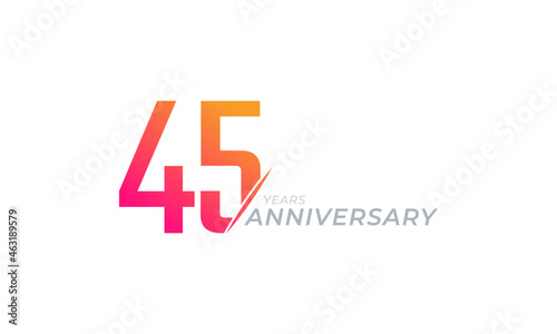 45 Year Anniversary Celebration Vector. Happy Anniversary Greeting Celebrates Template Design Illustration