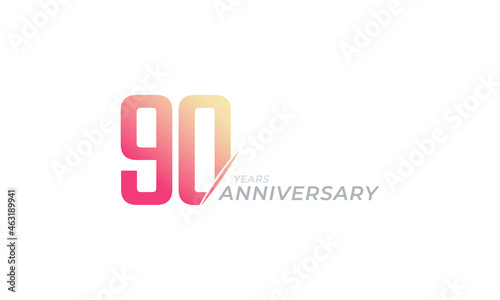 90 Year Anniversary Celebration Vector. Happy Anniversary Greeting Celebrates Template Design Illustration