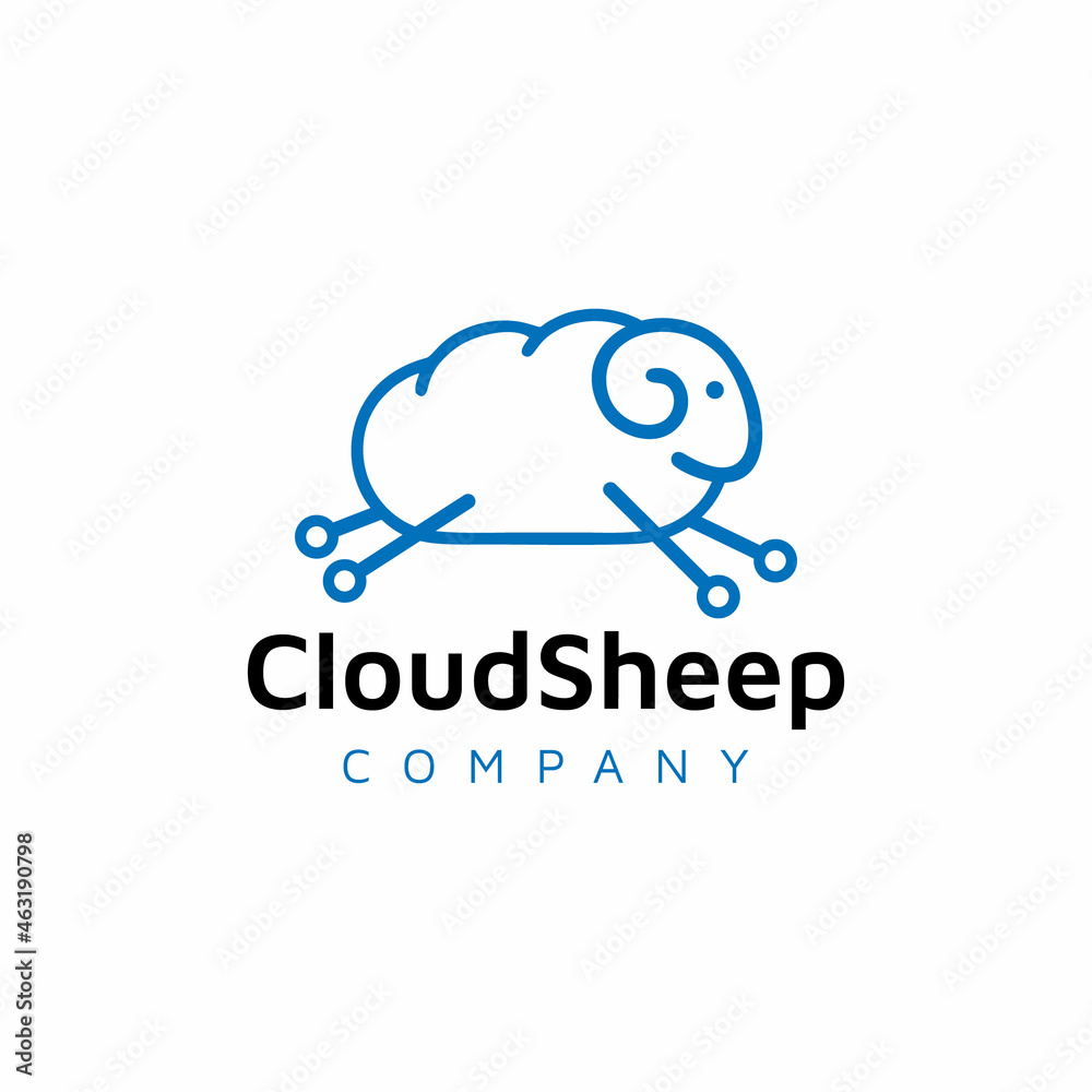 Modern Simple Illustration Line Art Logo Design for Digital Cloud Data Business Modern Simple Illustration Line Art Logo Design for Digital Cloud Data Business