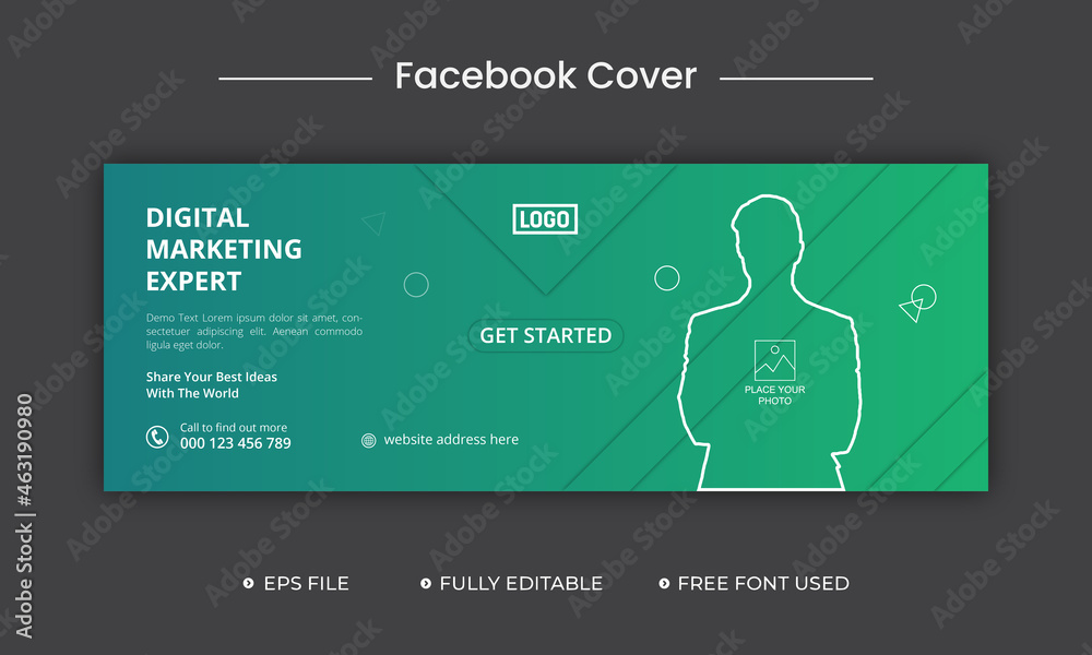 Digital marketing facebook cover and web banner vector design template. Digital marketing business social media cover post illustration design template Digital marketing facebook cover and web banner vector design template. Digital marketing business social media cover post illustration design template