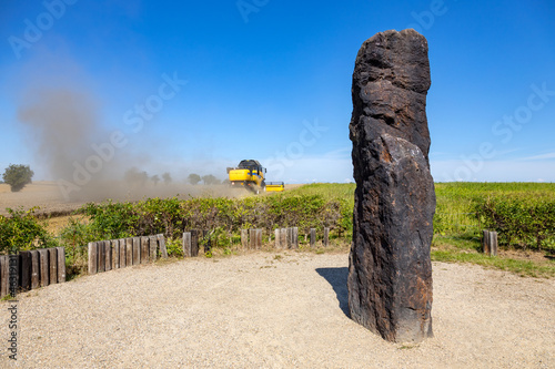  Menhir Stone Shepherd / Stony man (the hightest menhir in CR, 3.5 m, 5 tons, sandstone), Klobuky near town Slany, Central Bohemia, Czech republic, Europe photo