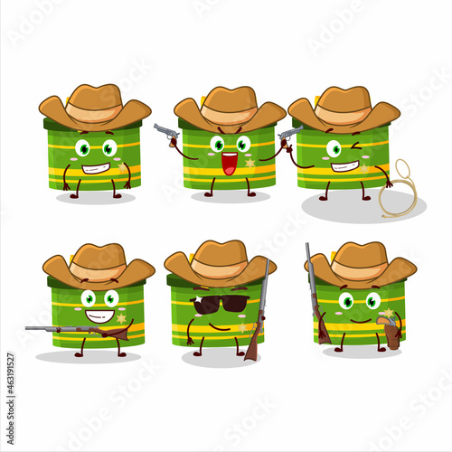 Cool cowboy green round gift cartoon character with a cute hat