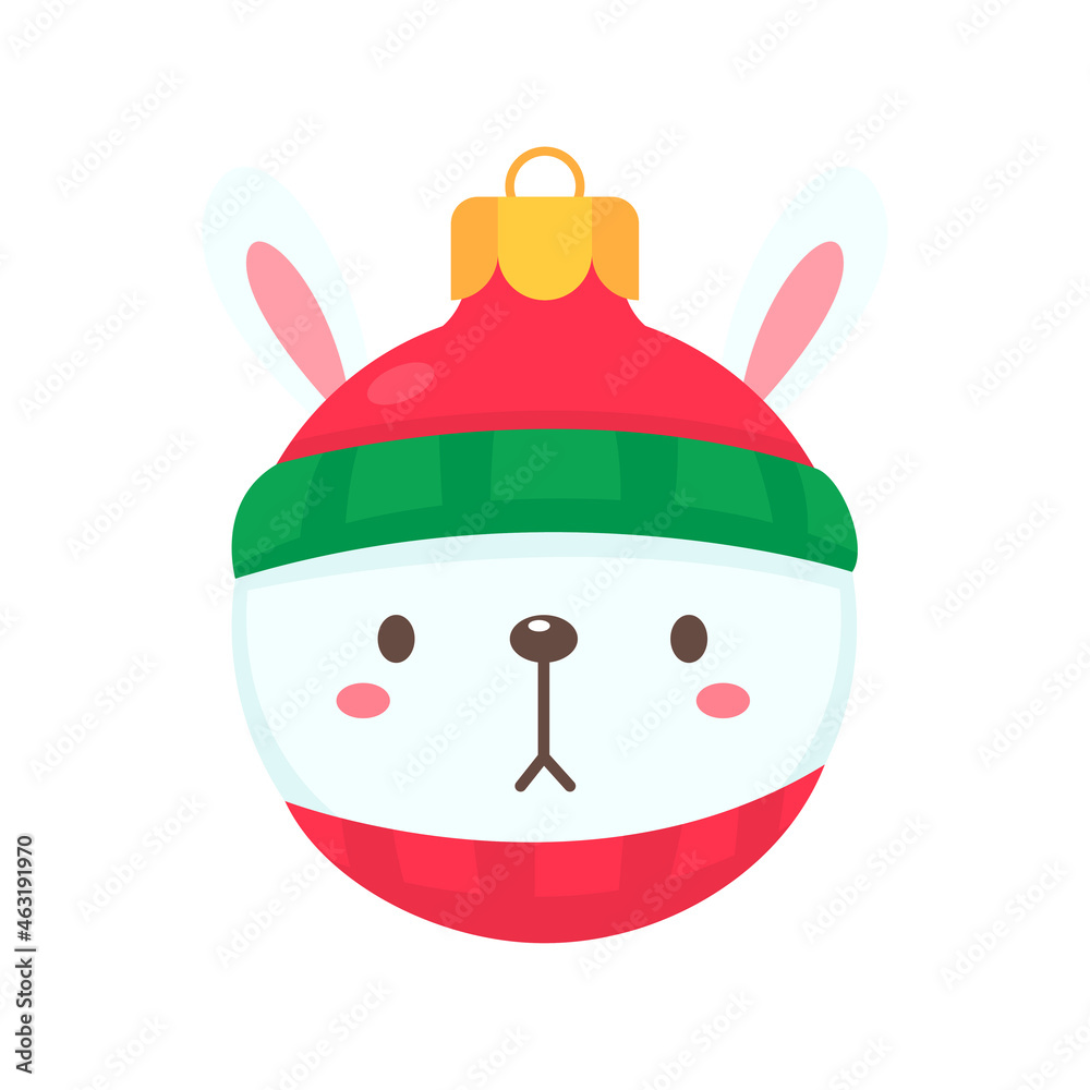 animal face christmas ball wearing a red woolen hat for decoration on Christmas animal face christmas ball wearing a red woolen hat for decoration on Christmas