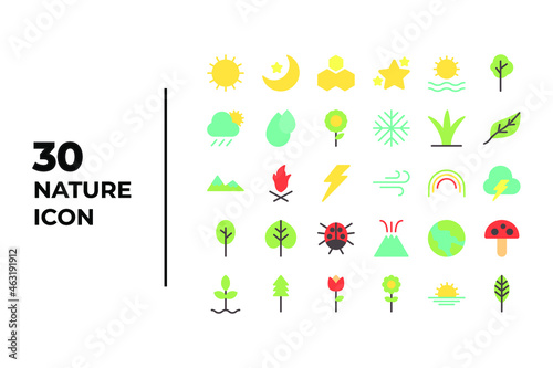 Simple flat nature icon set