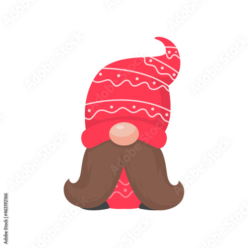 Christmas gnome. A little gnome wearing a red woolen hat. celebrate on christmas