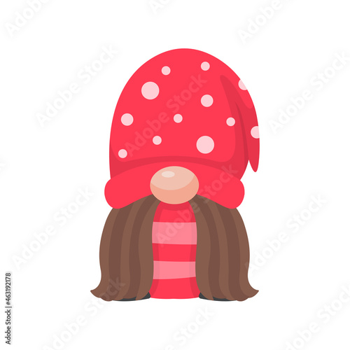 Christmas gnome. A little gnome wearing a red woolen hat. celebrate on christmas