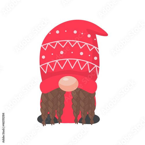 Christmas gnome. A little gnome wearing a red woolen hat. celebrate on christmas