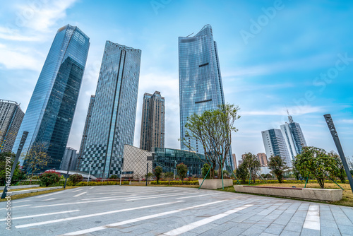 Fuzhou city square and modern buildings