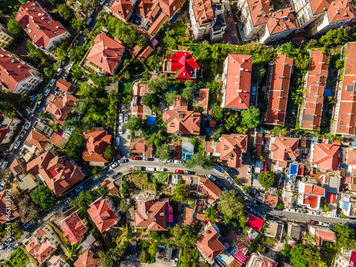 Aerial photography of the architectural landscape of Qingdao s old city