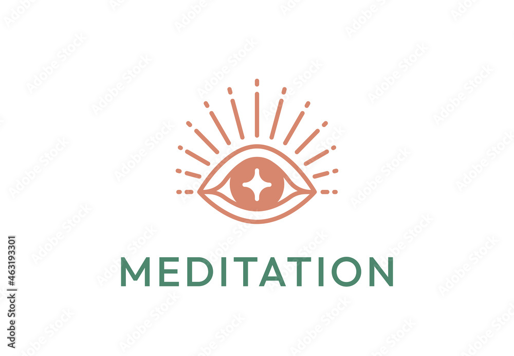 Fototapeta premium Eye of Providence simple line logo design template.