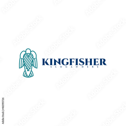 Kingfisher bird with love line logo vector design. Modern creative design