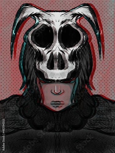 Skull and wild, Skeleton army, man with skull mask, face close up man with skull or head bone