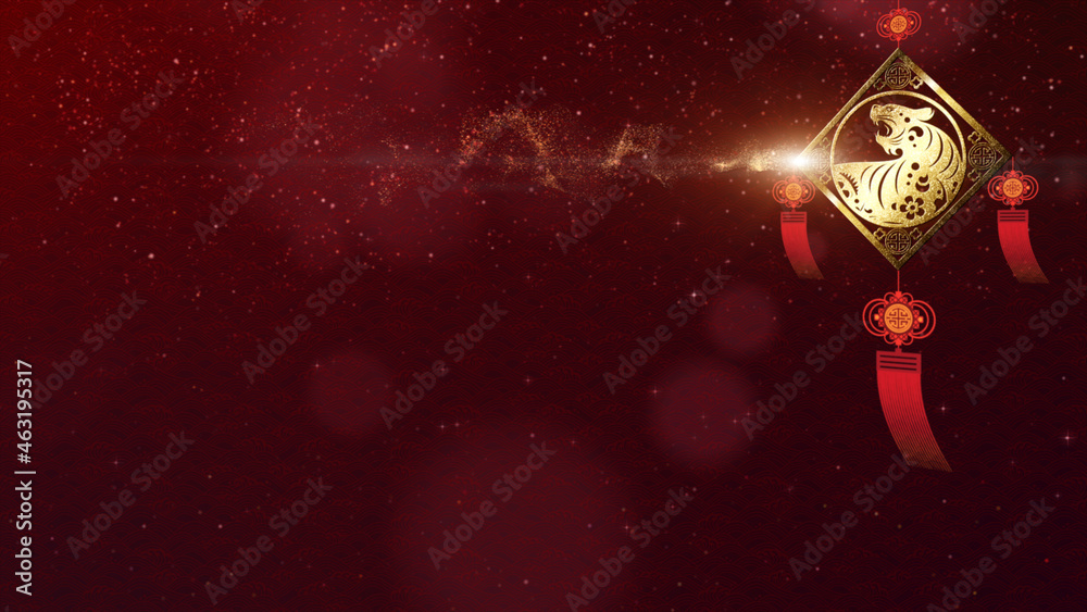 Chinese New Year, year of the Tiger 2022, also known as the Spring Festival with the Chinese tiger zodiac astrological decoration for background decoration