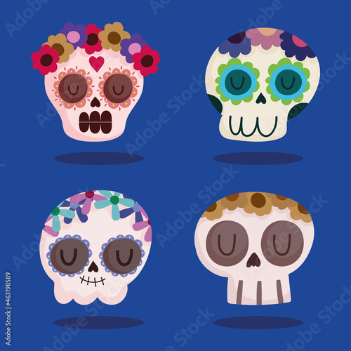 sugar skulls with flowers