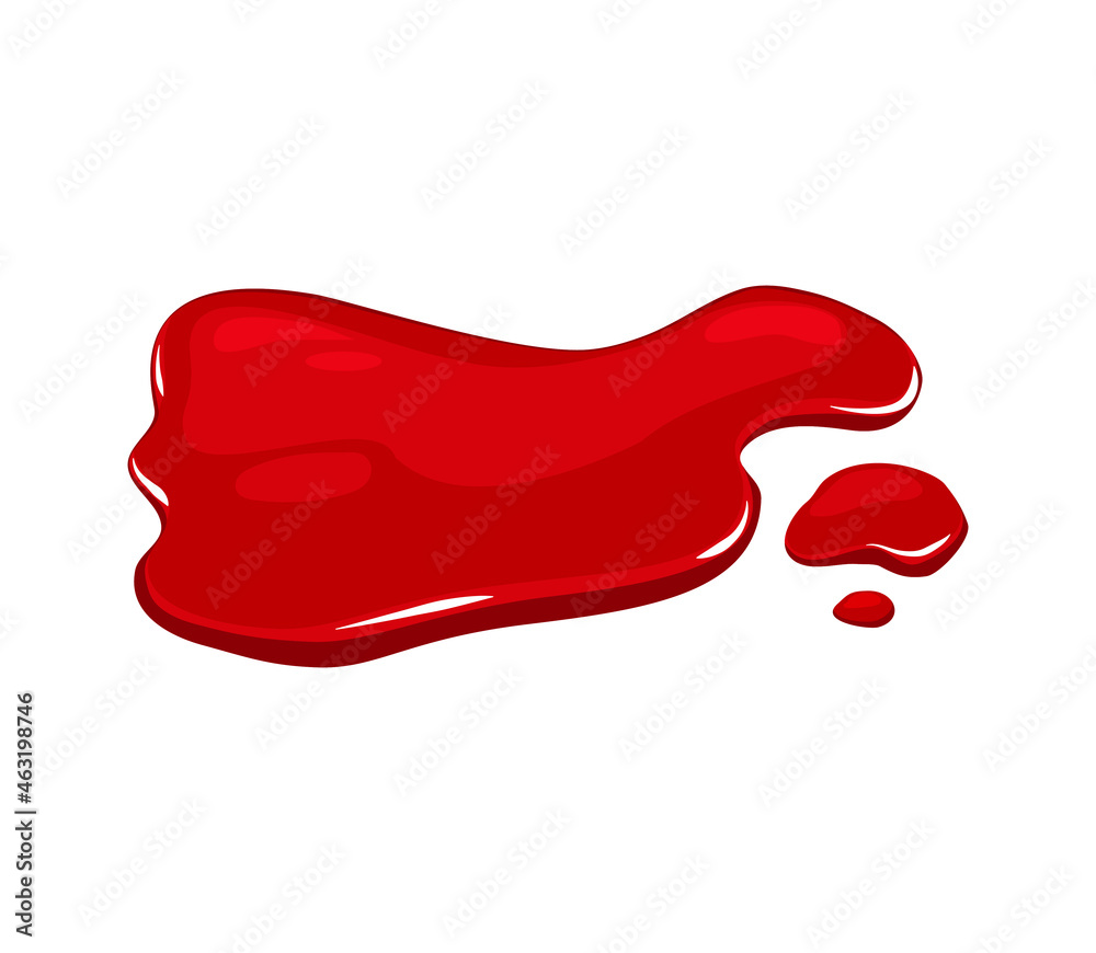 Blood puddle on a white isolated background. Red paint spill. Vector cartoon illustration Blood puddle on a white isolated background. Red paint spill. Vector cartoon illustration