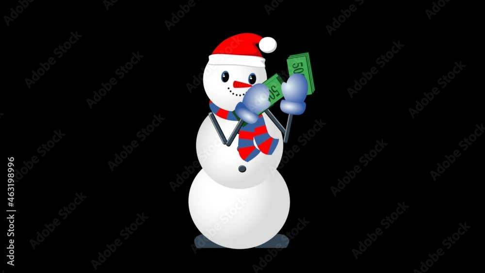 Snowman dancing and squander money. Vector animation. Snowman dancing and squander money. Vector animation.