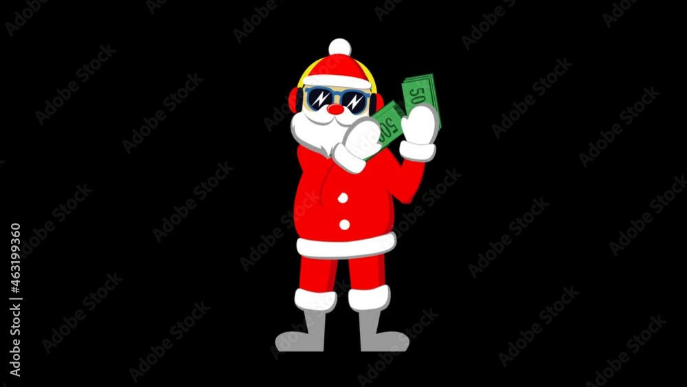Santa Claus is dancing and throwing money. Best Christmas gift from Santa. Vector animation Santa Claus is dancing and throwing money. Best Christmas gift from Santa. Vector animation