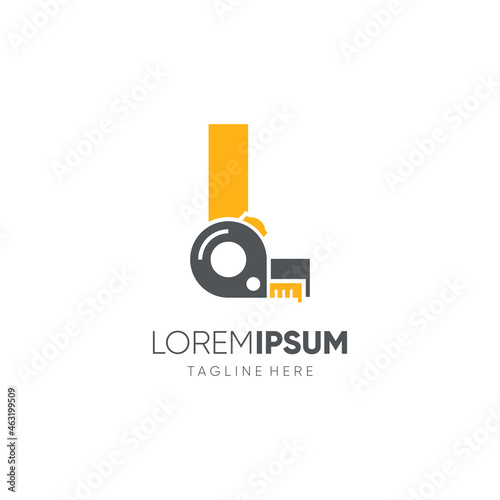 Letter L Roll Meter or Measuring Tape Logo Design Vector Graphic Icon Emblem Illustration Background Template